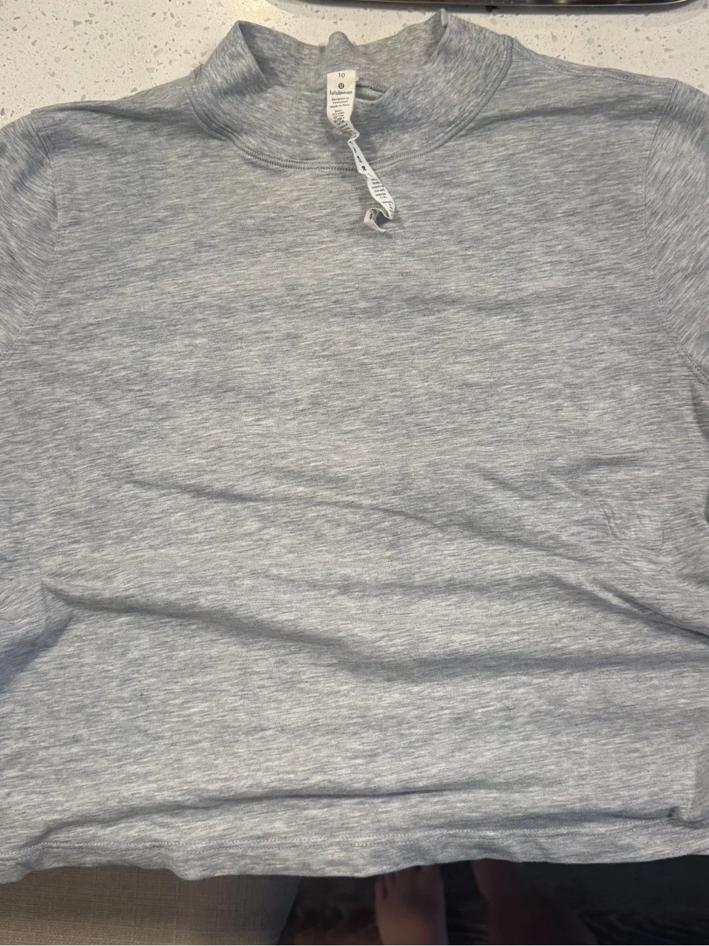 lululemon athletica Heather Gray Short Sleeve Mock Neck Top
